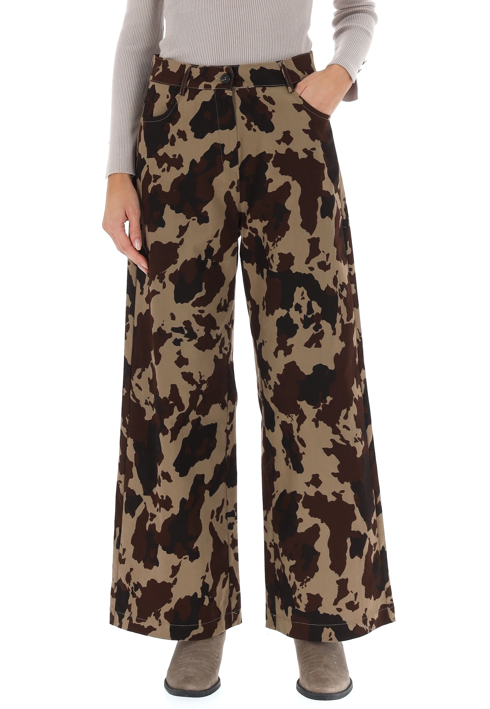 Pantalone palazzo fantasia muccata Age donna